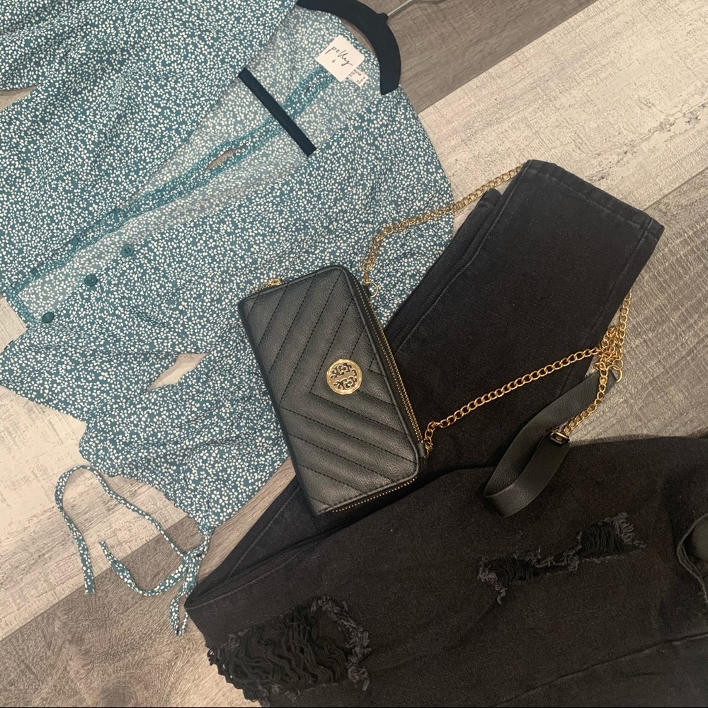 Shirt, pants, and purse